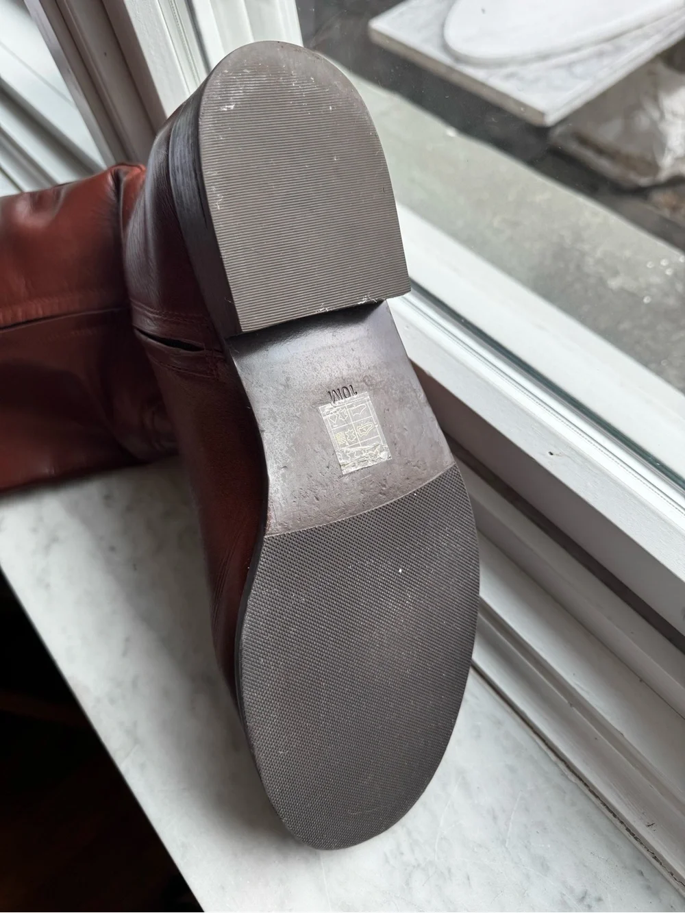 Tory Burch Chestnut Brown Leather Knee Boots with Logo Medallion
